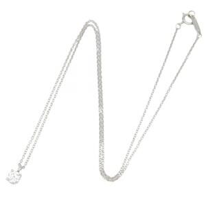 Tiffany Co Solitaire Necklace Platinum Diamond Clear Silver